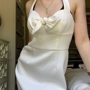 New With Tags: Trina Turk white babydoll halter tie-up mini dress